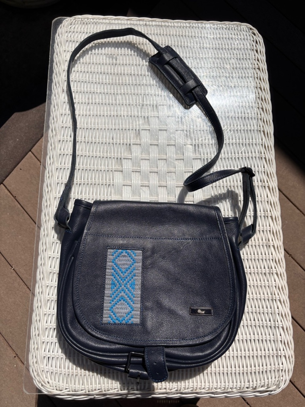 ZAAF Blue Leather Crossbody Bag Handcrafted Ethiopia Luxury Tote Tibi Lining NEW